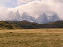 Views of the main range in Torres del Paine from our trail through the flatlands. We missed three days of pouring rain and it looks like more tough weather was back on its way into the Park as we got ready to leave.